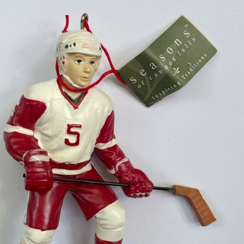 Seasons of Cannon Falls • NWT Red White 5 Hockey Player Ornament